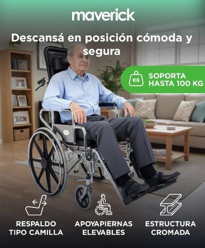 Silla De Ruedas Reclinable Maverick Plegable Eleva Piernas Cromada - 1