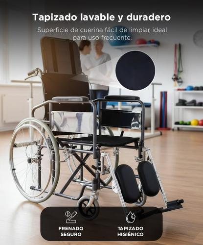 Silla De Ruedas Reclinable Maverick Plegable Eleva Piernas Cromada - 3