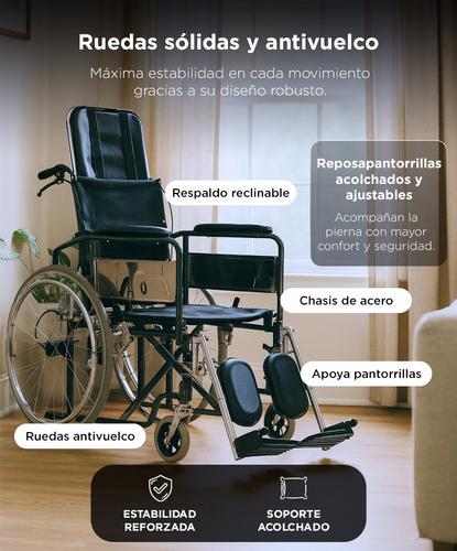 Silla De Ruedas Reclinable Maverick Plegable Eleva Piernas Cromada - 4