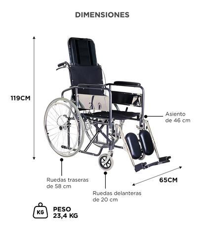 Silla De Ruedas Reclinable Maverick Plegable Eleva Piernas Cromada - 5