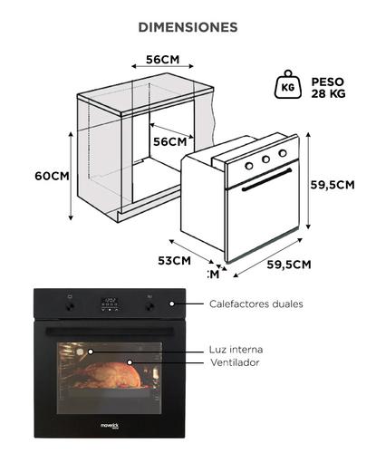 Horno Empotrable Maverick Black Premium Electrico Multifuncion 60cm Termostato Coccion Uniforme Alto Rendimiento - 5