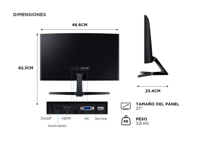 Monitor Gamer 27 Samsung Curvo Full Hd 100Hz LS27D366GALX - 4