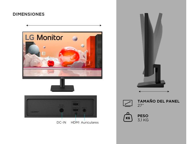 MONITOR LG 27 LED 27MS500 HDMI FULL HD 100HZ Outlet - 4