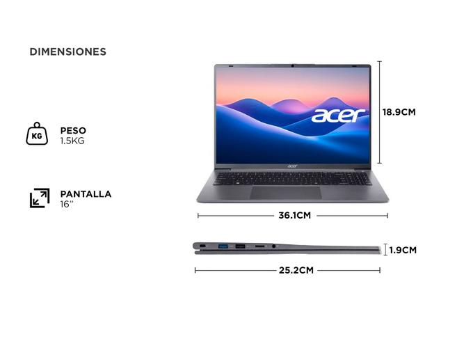 Notebook Acer Aspire Lite 16 Intel Core i3 8GB RAM 512GB SSD - 5