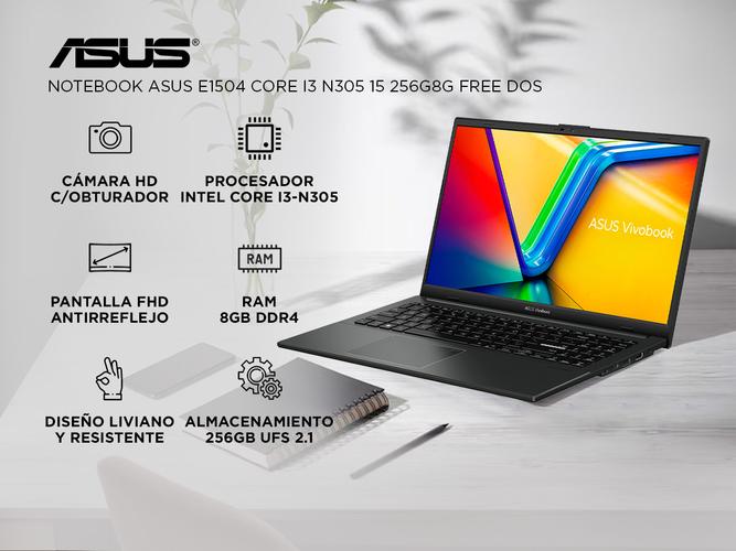 NOTEBOOK ASUS E1504 CORE I3 N305 15 256G8G FREE DOS - 1