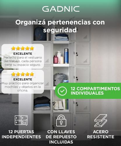 Locker Metalico GADNIC 12 Puertas Seguridad Acero Guardado - 1