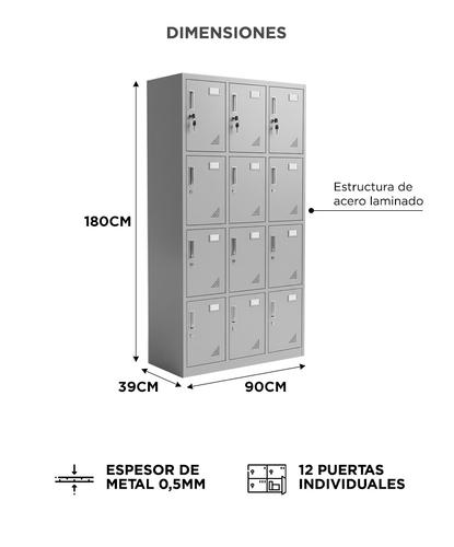 Locker Metalico GADNIC 12 Puertas Seguridad Acero Guardado - 5