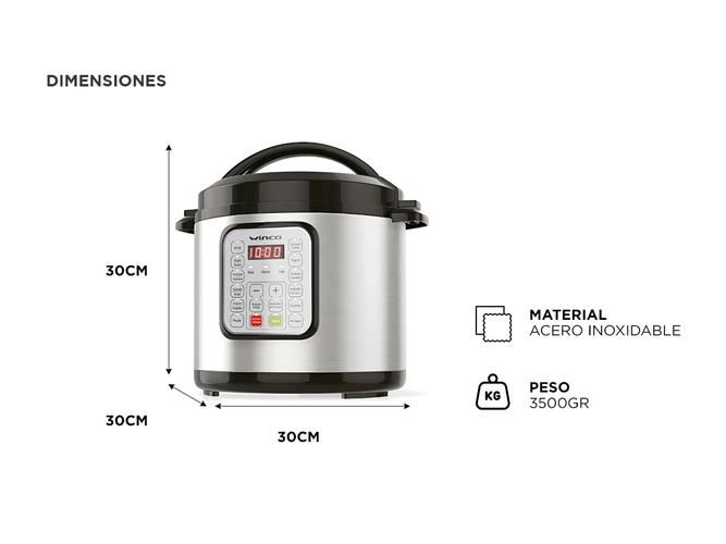 Olla A Presión Eléctrica Winco W140 Multifunción 5 Litros - 3