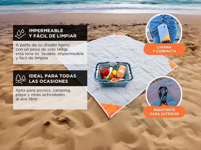 Lona Playera Gadnic Plegable mpermeable Ultra Liviana 140x140 - 2