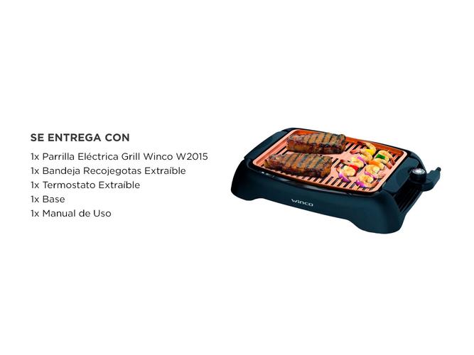Parrilla Grill Eléctrica Winco W2015 Termostato Extraíble 5 Niveles Cocción Sin Humo  - 4