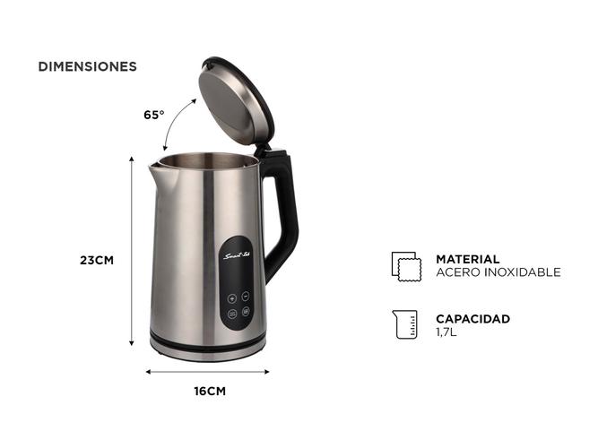 Pava Eléctrica Smart Tek SD2090 Digital 1,7 Litros Acero Inoxidable - 3