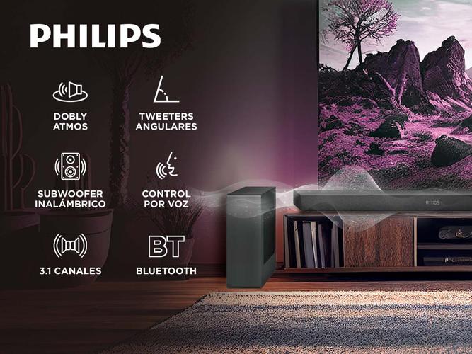 Barra De Sonido Philips TAB8507B10 Con Subwoofer Inalámbrico Bluetooth Home Theater  - 1