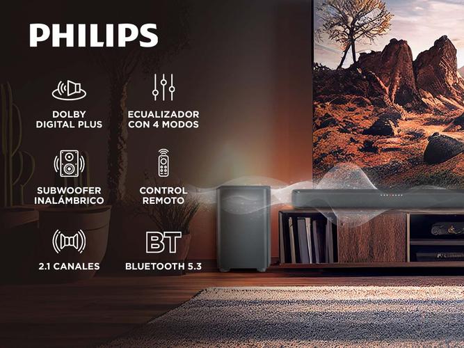 Barra De Sonido Philips TAB530977 Con Subwoofer Inalámbrico Dolby Digital Plus  - 1