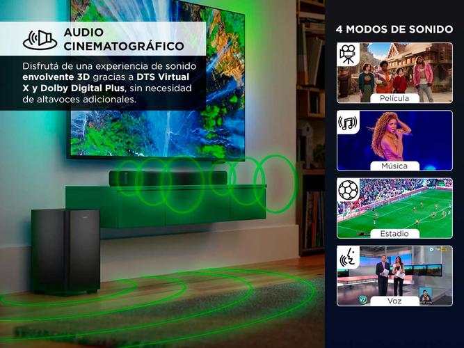 Barra De Sonido Philips TAB530977 Con Subwoofer Inalámbrico Dolby Digital Plus  - 2