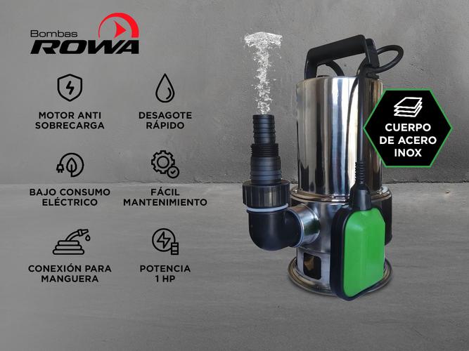 Bomba Sumergible Rowa Drain M 750 INOX Drenaje Agua 1 HP - 1