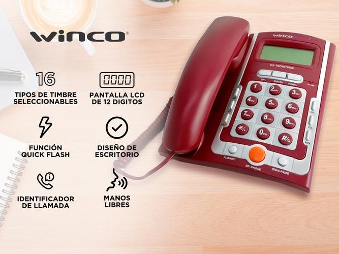 Teléfono Fijo Winco W7070 Con Identificador Calculadora Manos Libres  - 1