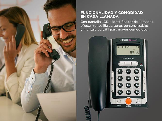 Teléfono Fijo Winco W7070 Con Identificador Calculadora Manos Libres  - 2