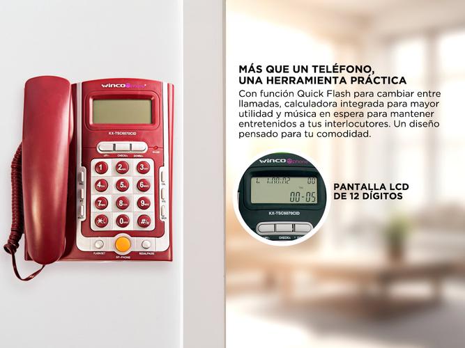 Teléfono Fijo Winco W7070 Con Identificador Calculadora Manos Libres  - 3