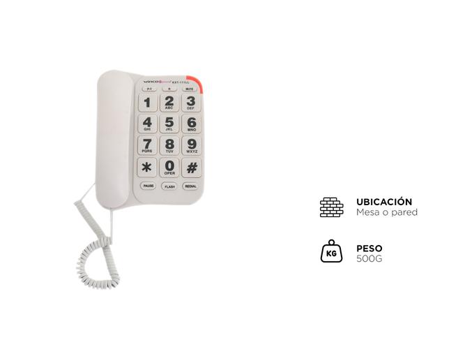 Teléfono Fijo Integrado Botones Números Grandes Winco KXT-111LL Negro - 3