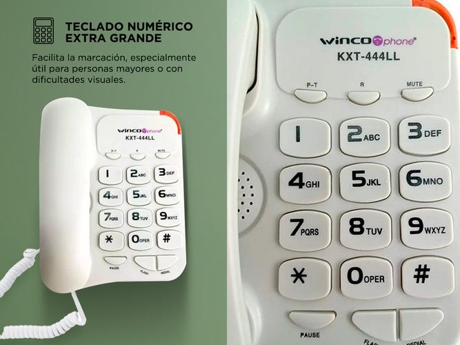 Teléfono Fijo Botones Números Grandes Winco KXT-444LL - 3