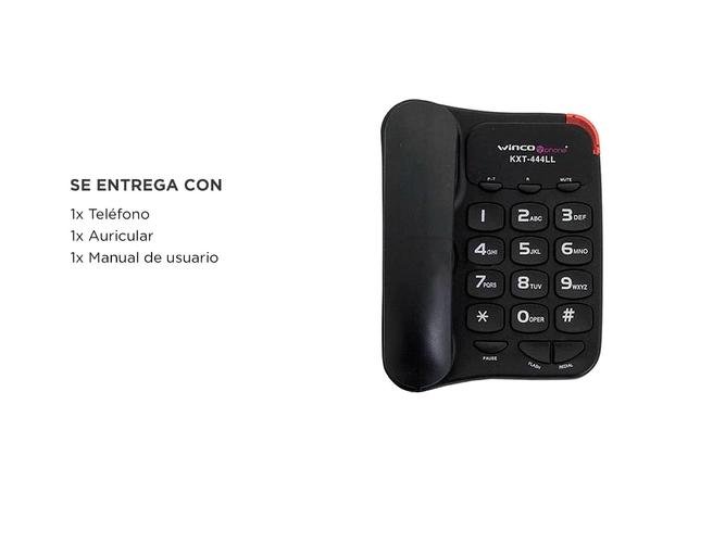 Teléfono Fijo Botones Números Grandes Winco KXT-444LL - 4