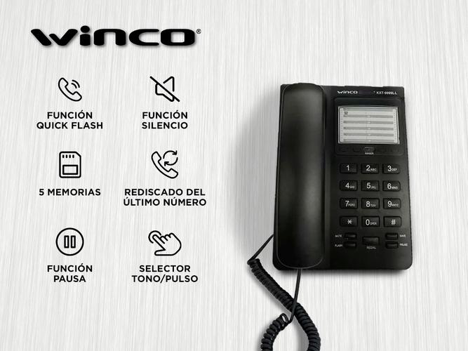 Teléfono De Mesa Fijo Winco KXT-9999 Con Bloqueo De Llamadas y Función Pausa - 1