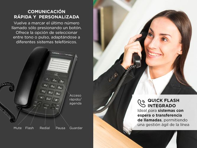 Teléfono De Mesa Fijo Winco KXT-9999 Con Bloqueo De Llamadas y Función Pausa - 2