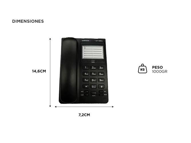 Teléfono De Mesa Fijo Winco KXT-9999 Con Bloqueo De Llamadas y Función Pausa - 3