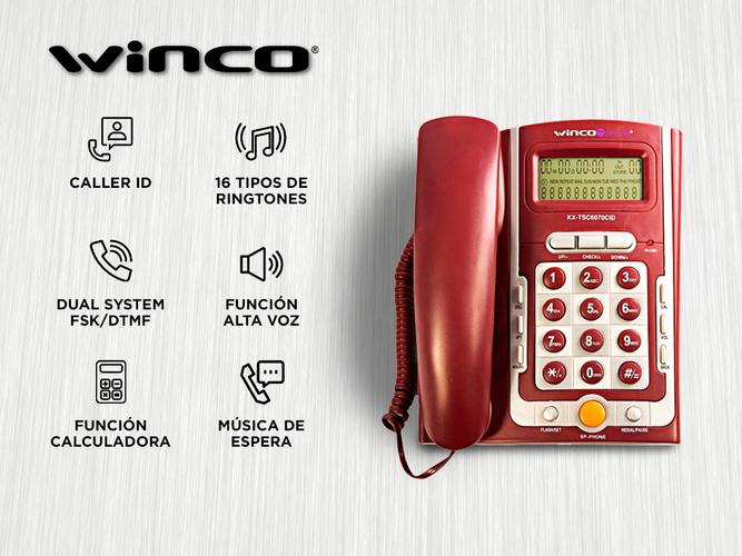 Teléfono Fijo Winco TE7070R De Mesa o Pared Con Función Altavoz - 1