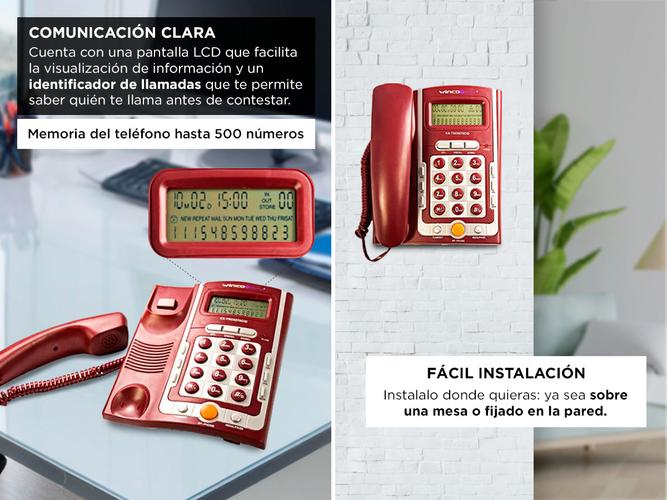 Teléfono Fijo Winco TE7070R De Mesa o Pared Con Función Altavoz - 2