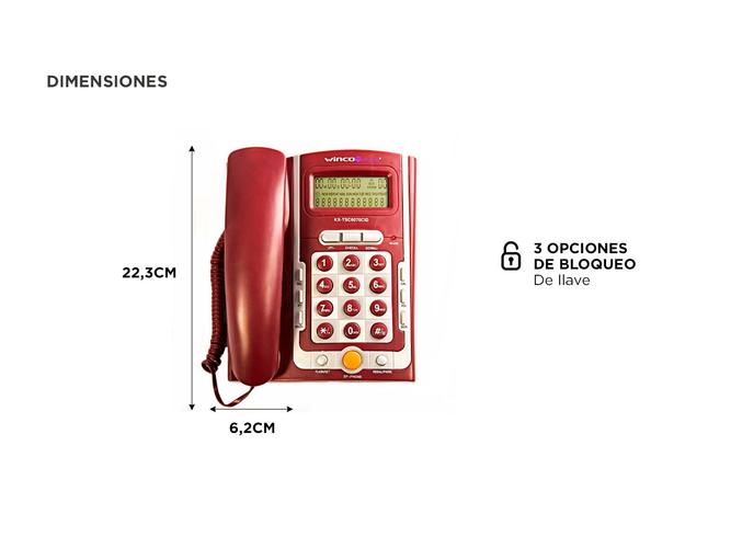 Teléfono Fijo Winco TE7070R De Mesa o Pared Con Función Altavoz - 3