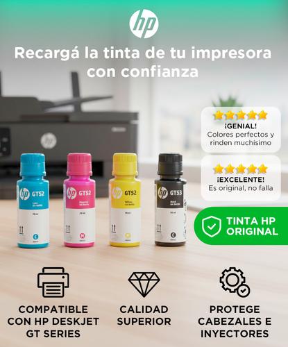 Kit de 4 Botellas Tinta HP GT53GT52 Negro Cyan Magenta Amarillo Impresora DeskJet serie GT5800 - 1