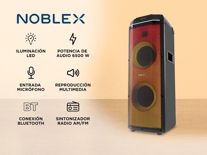 Torre Potenciada de Sonido Noblex 94MNT870F 6500W Bluetooth Flashing LED  - 1