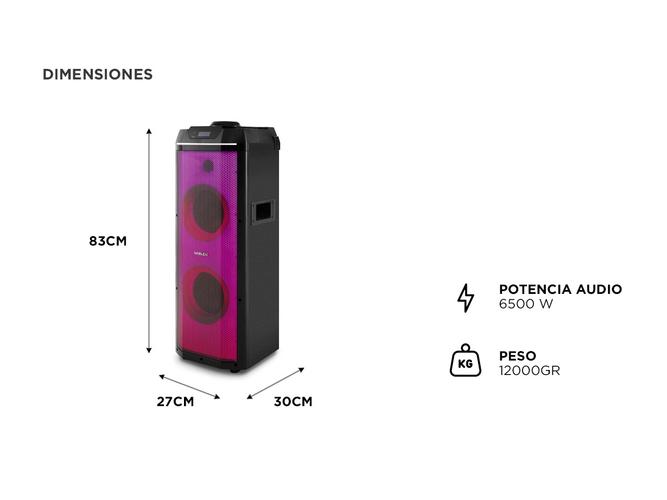 Torre Potenciada de Sonido Noblex 94MNT870F 6500W Bluetooth Flashing LED  - 4