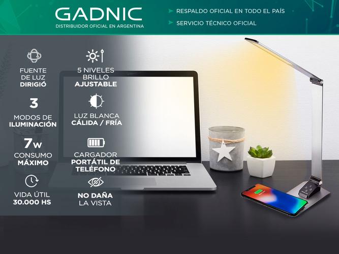 Lampara De Escritorio Led GADNIC LM100 Cargador Inalámbrico  - 1