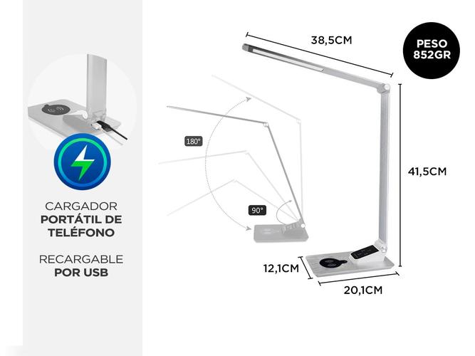 Lampara De Escritorio Led GADNIC LM100 Cargador Inalámbrico  - 5