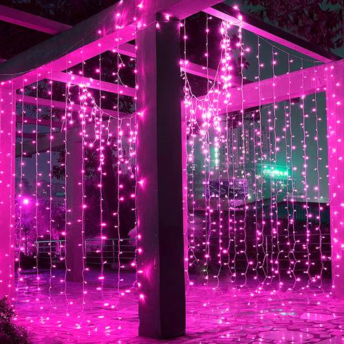 Cortina Led Gadnic 320 Luces Rosas 3 x 3 Metrosw - 0