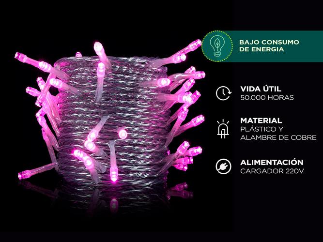 Cortina Led Gadnic 320 Luces Rosas 3 x 3 Metrosw - 5