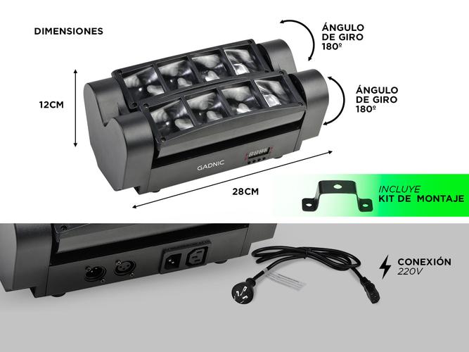 Cabezal Mini De Araña Gadnic LH40RGB de Luz LED - 4