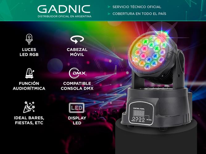 Cabezal Movil Gadnic 12 Canales LED RGBW  360° 60W - 1