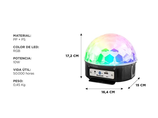 Parlante Lámpara Bola Rgb Gadnic DJL045 Audioritmica Usb - 4