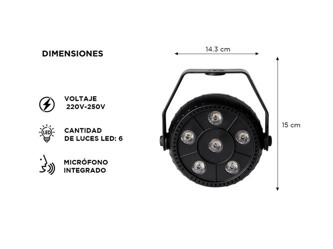 Tacho Par Led 3 En 1 Gadnic 6 X 1.5W RGB  - 5