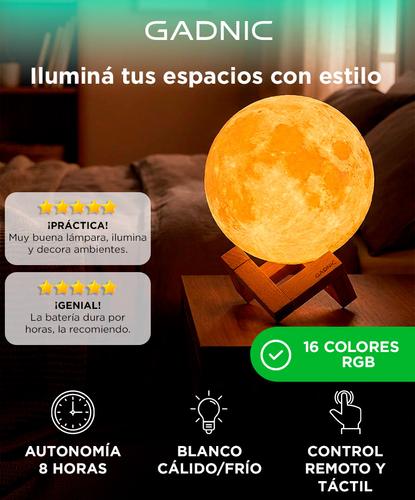 Lámpara Gadnic Luna 13cm 16 Colores RGB + Blanco Luz Cálida y Fría - 1