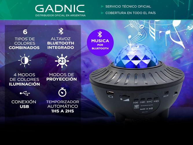 Velador Gadnic Lupar Proyector de Estrellas  Parlante Bluetooth - 1