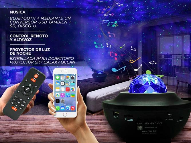 Velador Gadnic Lupar Proyector de Estrellas  Parlante Bluetooth - 3