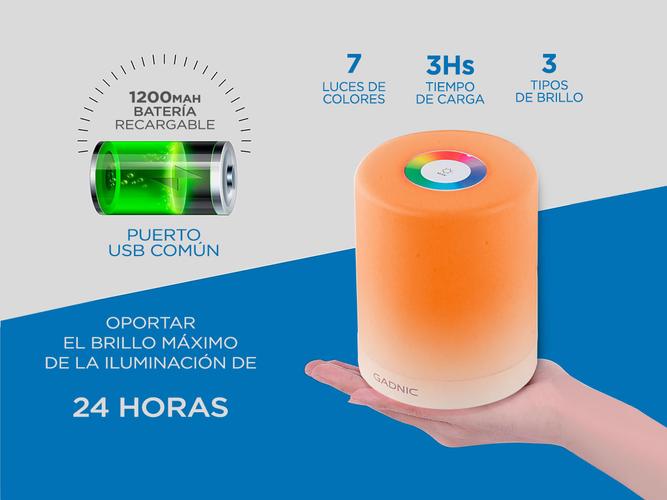 Velador Luz de Noche LED Tactil Recargable USB - 3