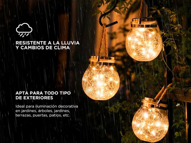Lampara Luz Alambre Gadnic DL1B Solar Para Jardin Exterior Esfera X2  - 2