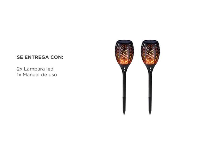 Lámpara antorcha panel solar Gadnic 2X14 de jardín aire libre decoración luz llama  - 5