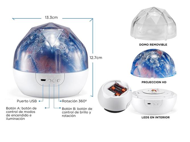 Lámpara de Noche Proyector Galaxia Tierra Universo Para Niños  - 4
