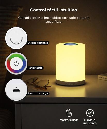 Velador Luz de Noche Gadnic LED Táctil RGB Recargable Portátil  - 2